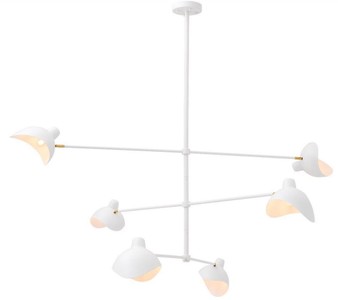 Casa Padrino lustre design blanc / laiton antique 180 x 180 x H. 84,5 cm - Lustre élégant dans le style des années 50 - Collection de Luxe