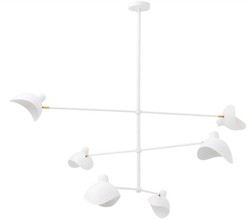 Casa Padrino lustre design blanc / laiton antique 180 x 180 x H. 84,5 cm - Lustre élégant dans le style des années 50 - Collection de Luxe