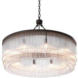 Casa Padrino lustre de luxe bronze Ø 90 x H. 61 cm - Lustre rond en métal avec d'élégantes tiges de verre - Lustre pour Hôtel et Restaurant