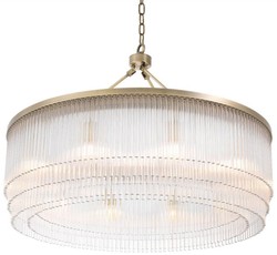 Casa Padrino luxury chandelier brass Ø 90 x H. 61 cm - Round metal chandelier with elegant glass rods - Hotel & Restaurant Chandelier