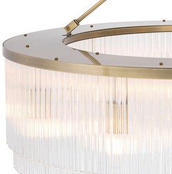 Casa Padrino luxury chandelier brass Ø 90 x H. 61 cm - Round metal chandelier with elegant glass rods - Hotel & Restaurant Chandelier