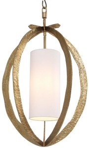 Casa Padrino lustre de luxe laiton Ø 44 x H. 72 cm - Lustre en métal avec abat-jour en coton élégant - Lustre de Salon