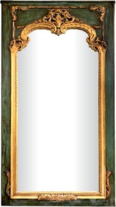Casa Padrino Espejo de pared barroco verde estilo antiguo / oro 105 cm x H 192 cm - aspecto antiguo - noble y magnífico Casa Padrino Espejo de pared barroco verde estilo antiguo / oro 105 cm x H 192 cm - aspecto antiguo - noble y magnífico