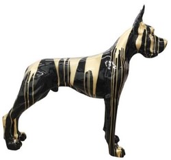 Casa Padrino designer decorative figure dog German Mastiff black / gold 125 x H. 110 cm - Life-sized decorative sculpture - Weatherproof animal figure