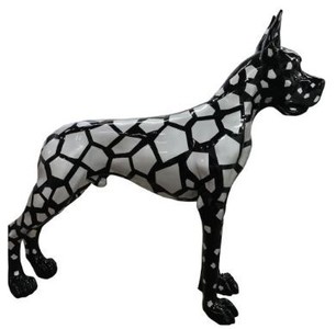 Casa Padrino décoration figure design chien Dogue Allemand noir / argent 125 x H. 110 cm - Sculpture décorative grandeur nature - Figurine animalière résistante aux intempéries