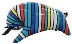 Designer Dekofigur Deko Skulptur Gartenfigur Stier Bunt Gestreift Designer Decoration Figure Decoration Sculpture Garden Figure Bull Colorful Striped