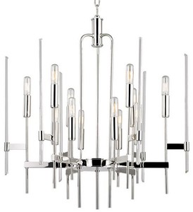 Casa Padrino lustre de luxe argent 61 x 61 x H. 67,3 cm - Lustre élégant avec bras en laiton et tiges de verre - Collection de Luxe