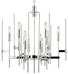 Casa Padrino lustre de luxe argent 61 x 61 x H. 67,3 cm - Lustre élégant avec bras en laiton et tiges de verre - Collection de Luxe