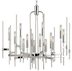 Casa Padrino lustre de luxe argent 76,2 x 76,2 x H. 73,7 cm - Lustre élégant avec bras en laiton et tiges de verre - Collection de Luxe