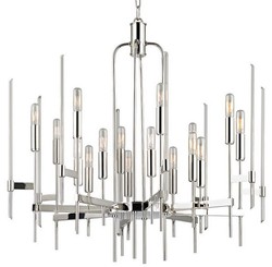 Casa Padrino lustre de luxe argent 76,2 x 76,2 x H. 73,7 cm - Lustre élégant avec bras en laiton et tiges de verre - Collection de Luxe