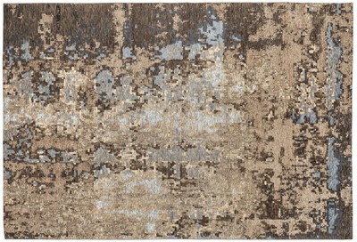 Casa Padrino alfombra de algodón de lujo beige / marrón / azul - Diferentes Tamaños - Alfombra de salón rectangular con estructura en relieve - Colección de Lujo