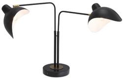 Casa Padrino lámpara de mesa de diseño negro / latón antiguo 95 x 20 x A. 57 cm - Elegante lámpara de escritorio estilo años 50 - Luces de Lujo