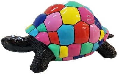 Casa Padrino figurine décorative design tortue noir / multicolore 110 x 48 x H. 45 cm - Sculpture décorative résistante aux intempéries - Décoration Salon - Décoration Jardin - Décoration di Design 