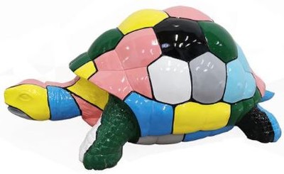 Casa Padrino figurine décorative design tortue multicolore 110 x 48 x H. 45 cm - Sculpture décorative résistante aux intempéries - Décoration Salon - Décoration Jardin - Décoration di Design 