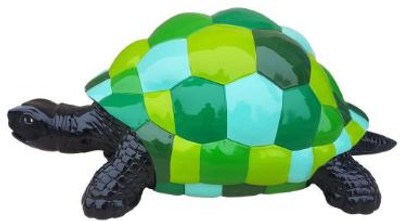 Casa Padrino figurine décorative design tortue noir / vert / bleu 110 x 48 x H. 45 cm - Sculpture décorative résistante aux intempéries - Décoration Salon - Décoration Jardin - Décoration di Design 