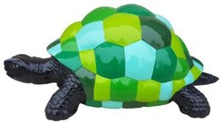 Casa Padrino figurine décorative design tortue noir / vert / bleu 110 x 48 x H. 45 cm - Sculpture décorative résistante aux intempéries - Décoration Salon - Décoration Jardin - Décoration di Design 