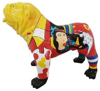 Casa Padrino figurine décorative design chien bouledogue multicolore 90 x H. 74 cm - Sculpture décorative résistante aux intempéries - Décoration Salon - Décoration Jardin - Décoration di Design 