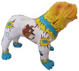 Casa Padrino figurine décorative design chien bouledogue coloré 90 x H. 74 cm - Sculpture décorative résistante aux intempéries - Décoration Salon - Décoration Jardin - Décoration di Design 