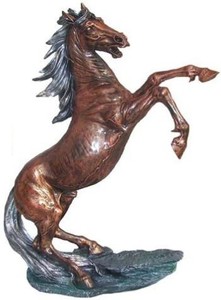 Casa Padrino figurine décorative Cheval Sauvage bronze / argent H. 92 cm - Sculpture décorative résistante aux intempéries - Décoration de salon - Décoration de jardin - Figurine de décoration