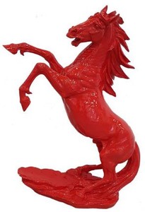 Casa Padrino figurine décorative design Cheval Sauvage rouge H. 92 cm - Sculpture décorative résistante aux intempéries - Décoration de salon - Décoration de jardin - Figurine animalière de décoration