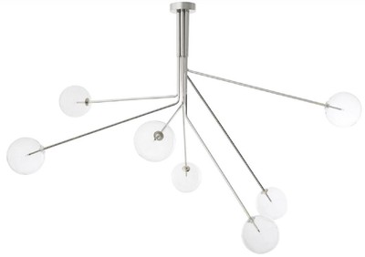 Casa Padrino Luxus Halogen Kronleuchter Silber 192 x 192 x H. 85 cm - Moderner dimmbarer Kronleuchter mit runden Glas Lampenschirmen - Luxus Kollektion