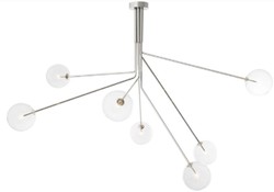 Casa Padrino lustre halogène de luxe argent 192 x 192 x H. 85 cm - Lustre moderne dimmable avec abat-jour en verre rond - Collection de Luxe
