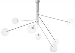 Casa Padrino lustre halogène de luxe argent 192 x 192 x H. 85 cm - Lustre moderne dimmable avec abat-jour en verre rond - Collection de Luxe