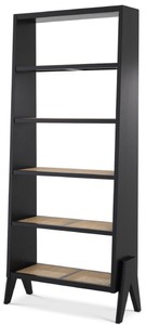 Casa Padrino cabinet mensola di lusso nero / naturale 95 x 36 x A. 211 cm - Armadio in legno massello nobile con vimini in rattan - Armadio Soggiorno - Armadio Ufficio - Mobili di Lusso
