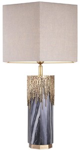 Casa Padrino Luxury Marble Table Lamp Gray / Vintage Brass / Light Gray 46 x 46 x H. 78 cm - Hotel & Restaurant Table Lamp - Luxury Lights
