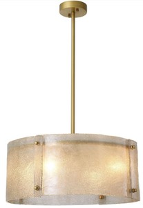 Casa Padrino lustre de luxe laiton antique Ø 68 x H. 28,5 cm - Lustre rond en métal avec abat-jour en verre soufflé à la bouche - Qualité de Luxe