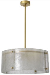 Casa Padrino luxury chandelier antique brass Ø 68 x H. 28.5 cm - Round metal chandelier with lampshade made of hand blown glass - Luxury Quality