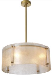 Casa Padrino luxury chandelier antique brass Ø 68 x H. 28.5 cm - Round metal chandelier with lampshade made of hand blown glass - Luxury Quality