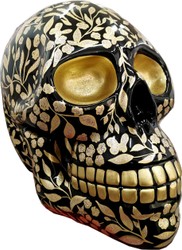 Casa Padrino figura decorativa de diseño calavera con óptica purpurina negro / oro 44 x 58 x A. 66 cm - Escultura decorativa resistente a la intemperie - Escultura Decorativa de Diseño Casa Padrino figura decorativa de diseño calavera con óptica purpurina negro / oro 44 x 58 x A. 66 cm - Escultura decorativa resistente a la intemperie - Escultura Decorativa de Diseño