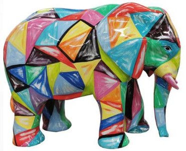 Casa Padrino sculpture décorative design éléphant coloré 90 x H. 70 cm - Figurine de décoration de jardin résistant aux intempéries - Accessoires Déco