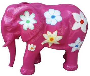 Designer Dekofigur Deko Skulptur Gartenfigur Elefant Lila Mehrfarbig Designer Decoration Figure Decoration Sculpture Garden Figure Elephant Purple Multicolor