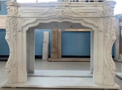 Casa Padrino luxury baroque fireplace surround white 170 x 35 x H. 123 cm - Magnificent fireplace surround made of high quality marble - Baroque decoration accessories