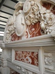 Prunkvolle Luxus Barock Marmor Kaminumrandung Weiß Rot Magnificent Luxury Baroque Marble Fireplace Surround White Red