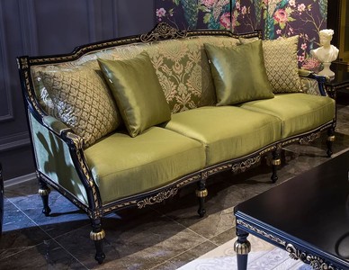 Barock Wohnzimmer Sofa Barockstil Sofa Antik Stil Sofa Grün Schwarz Gold Baroque Living Room Sofa Baroque Style Sofa Antique Style Sofa Green Black Gold