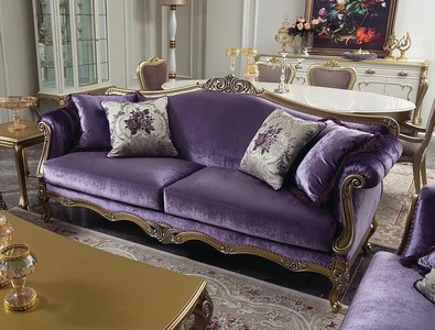Barock Wohnzimmer Sofa Barockstil Sofa Antik Stil Sofa Lila Gold Silber Baroque Living Room Sofa Baroque Style Sofa Antique Style Sofa Purple Gold Silver