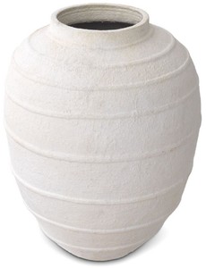 Casa Padrino vaso in argilla di lusso bianco opaco Ø 70 x A. 100 cm - Vaso decorativo rotondo fatto a mano - Decorazione Soggiorno - Decorazione Giardino - Accessori di Decorazione