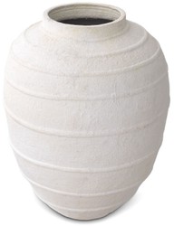 Casa Padrino vaso in argilla di lusso bianco opaco Ø 70 x A. 100 cm - Vaso decorativo rotondo fatto a mano - Decorazione Soggiorno - Decorazione Giardino - Accessori di Decorazione