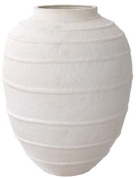 Casa Padrino vaso in argilla di lusso bianco opaco Ø 70 x A. 100 cm - Vaso decorativo rotondo fatto a mano - Decorazione Soggiorno - Decorazione Giardino - Accessori di Decorazione