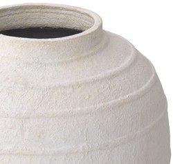 Casa Padrino vaso in argilla di lusso bianco opaco Ø 70 x A. 100 cm - Vaso decorativo rotondo fatto a mano - Decorazione Soggiorno - Decorazione Giardino - Accessori di Decorazione