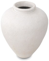 Casa Padrino Luxury Clay Vase Matt White Ø 64 x H. 83 cm - Handmade Round Deco Vase - Living Room Deco - Garden Deco - Deco Accessories