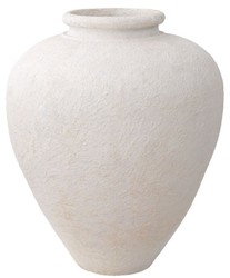 Casa Padrino Luxury Clay Vase Matt White Ø 64 x H. 83 cm - Handmade Round Deco Vase - Living Room Deco - Garden Deco - Deco Accessories