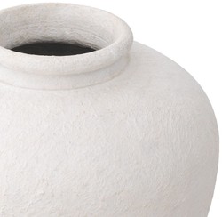 Casa Padrino Luxury Clay Vase Matt White Ø 64 x H. 83 cm - Handmade Round Deco Vase - Living Room Deco - Garden Deco - Deco Accessories