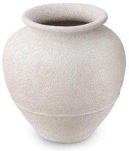 Casa Padrino vaso in argilla di lusso bianco opaco Ø 45 x A. 54 cm - Vaso decorativo rotondo fatto a mano - Decorazione Soggiorno - Decorazione Giardino - Accessori di Decorazione