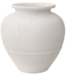 Casa Padrino vaso in argilla di lusso bianco opaco Ø 45 x A. 54 cm - Vaso decorativo rotondo fatto a mano - Decorazione Soggiorno - Decorazione Giardino - Accessori di Decorazione