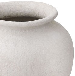 Casa Padrino vaso in argilla di lusso bianco opaco Ø 45 x A. 54 cm - Vaso decorativo rotondo fatto a mano - Decorazione Soggiorno - Decorazione Giardino - Accessori di Decorazione