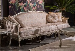 Casa Padrino luxury baroque living room sofa pink / silver 245 x 83 x H. 104 cm - Solid wood sofa with elegant pattern and decorative pillows - Living room furniture in baroque style